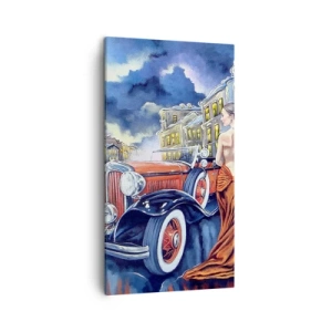 Vászonkép - Noktürn kékben és korallban - 45x80 cm