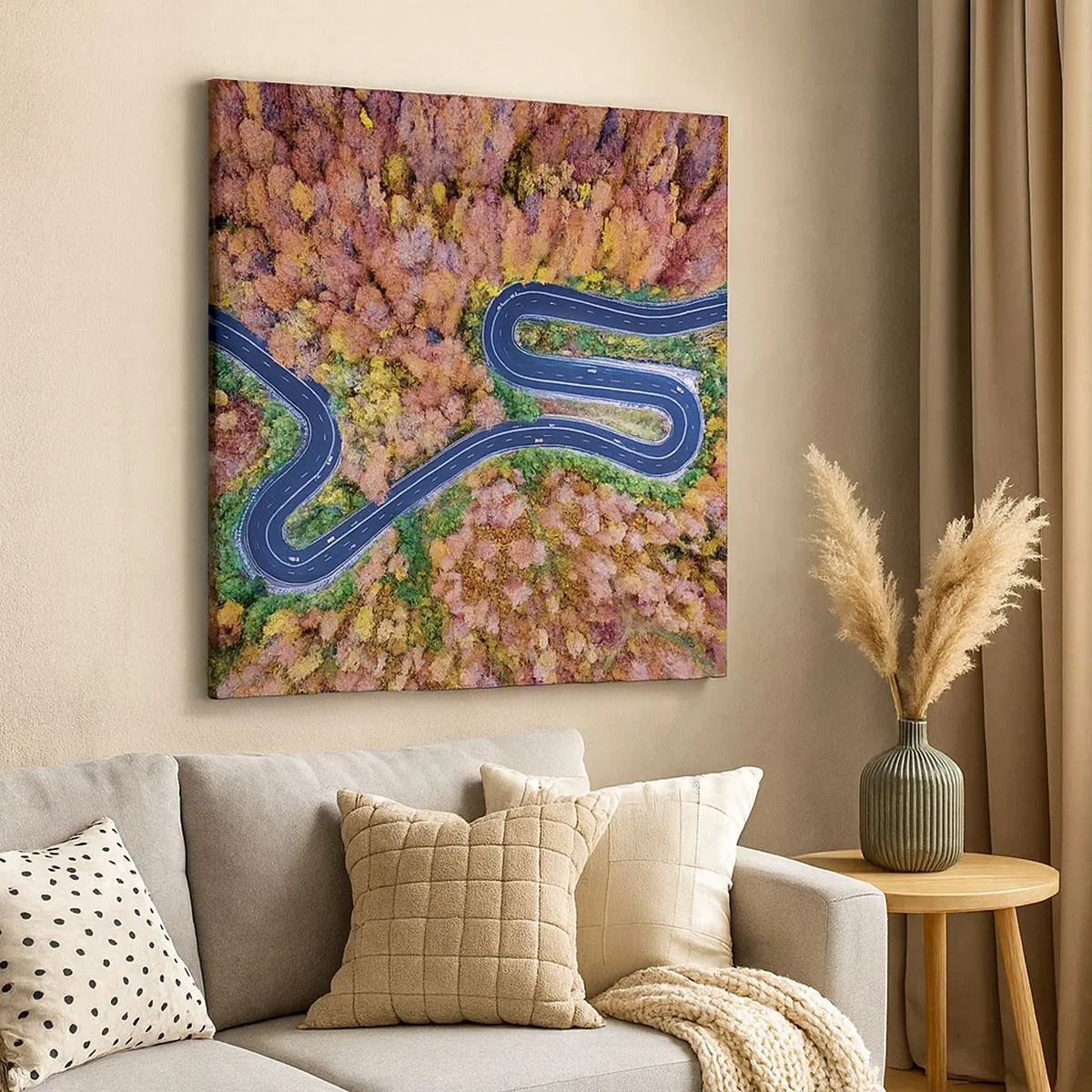 Vászonkép - Kanyargós út az erdőn keresztül - 30x30 cm