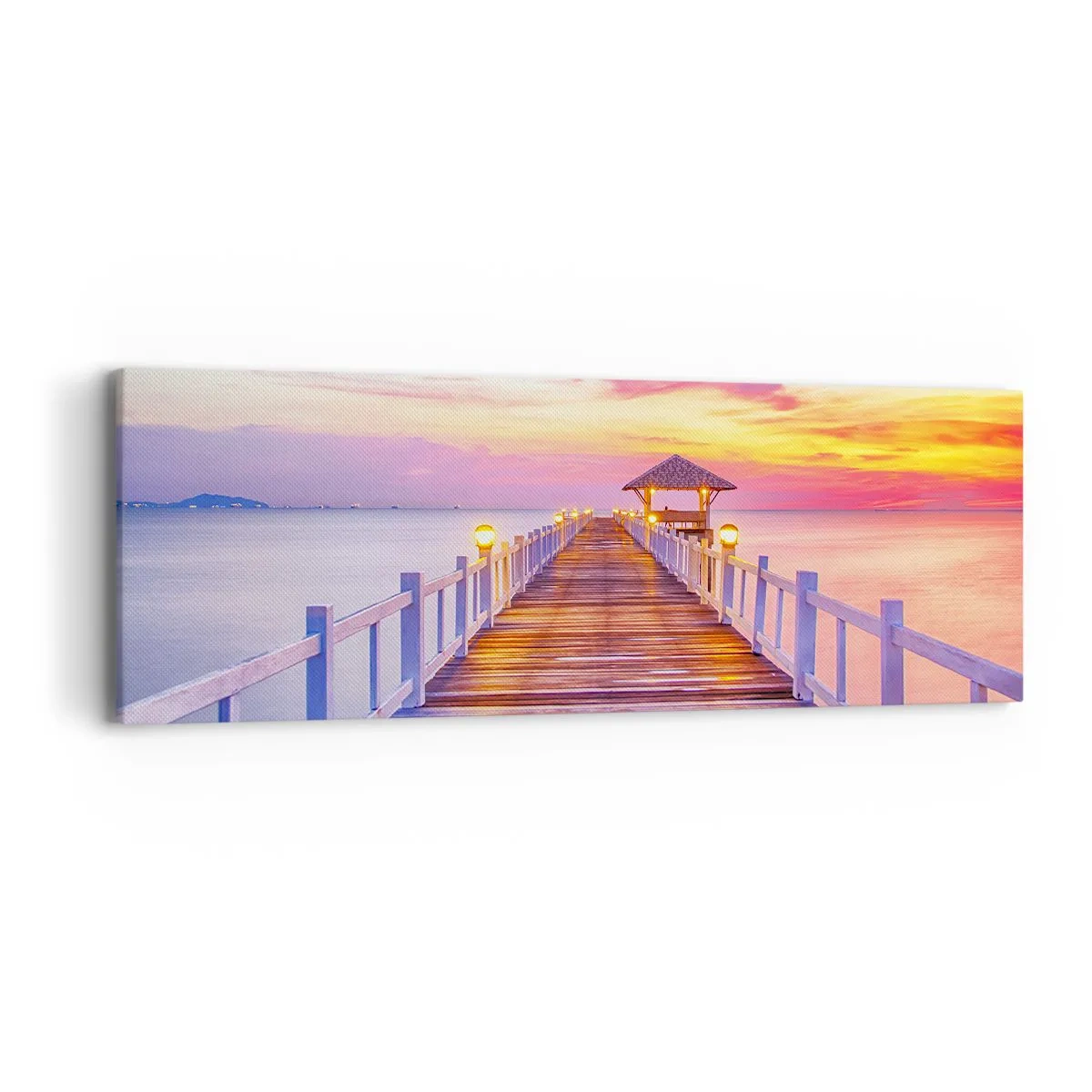 Vászonkép - Az est lilás-arany csendje - 90x30 cm