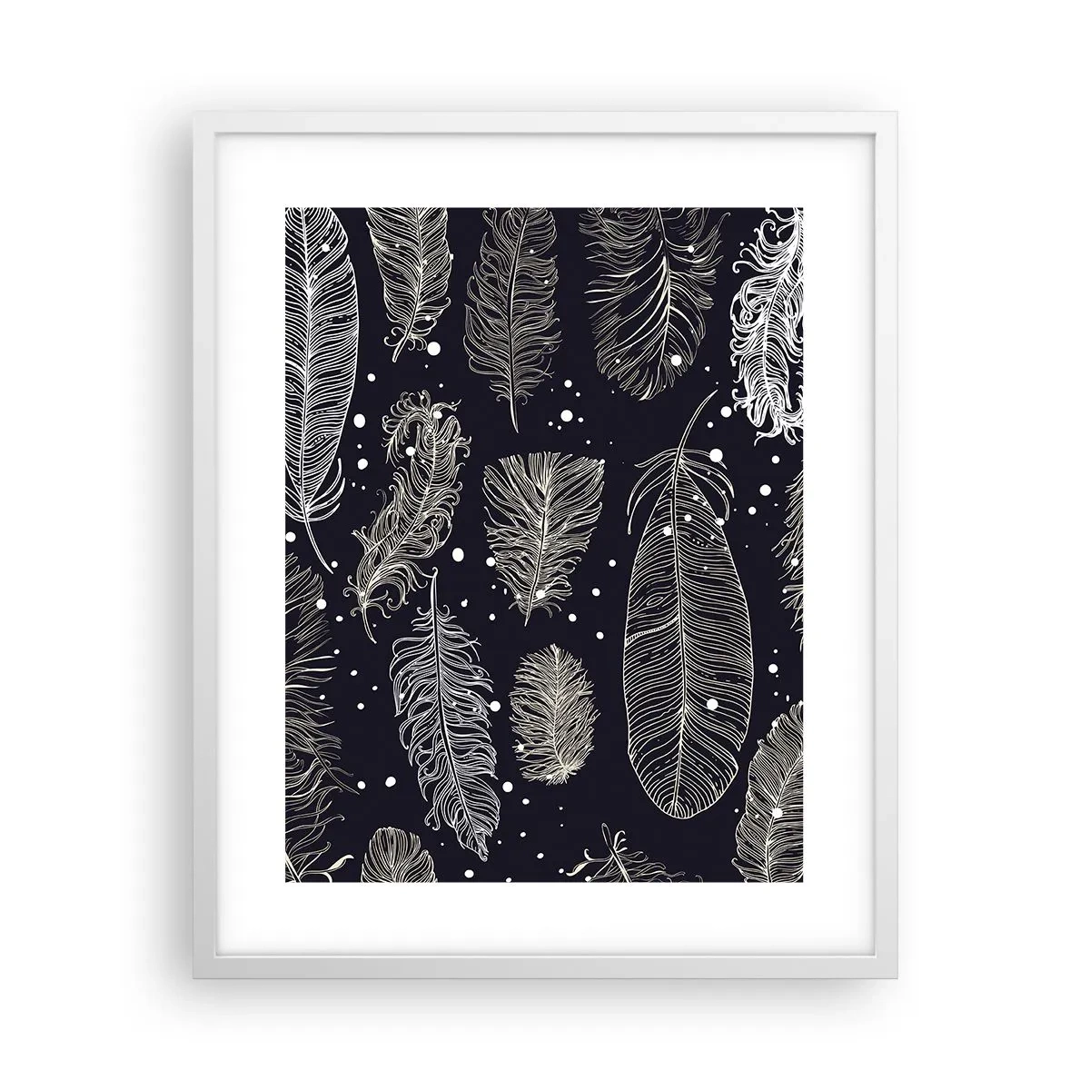 Poszter fekete keretben - Tollas csipke - 40x50 cm