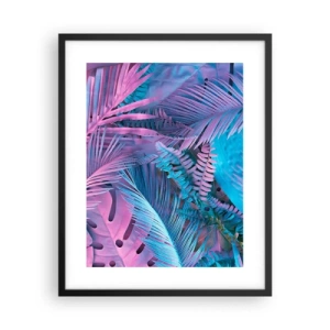 Poszter fehér keretben - Trópusok rózsaszínben és kékben  - 40x50 cm