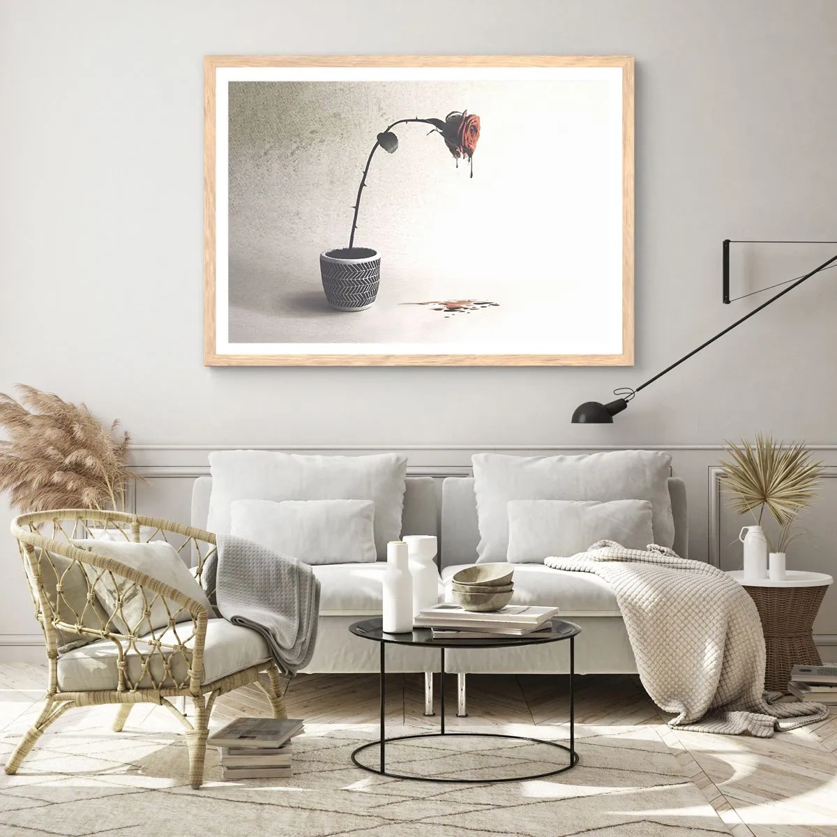 Poszter világos tölgy keretben - Rosa dolorosa - 70x50 cm