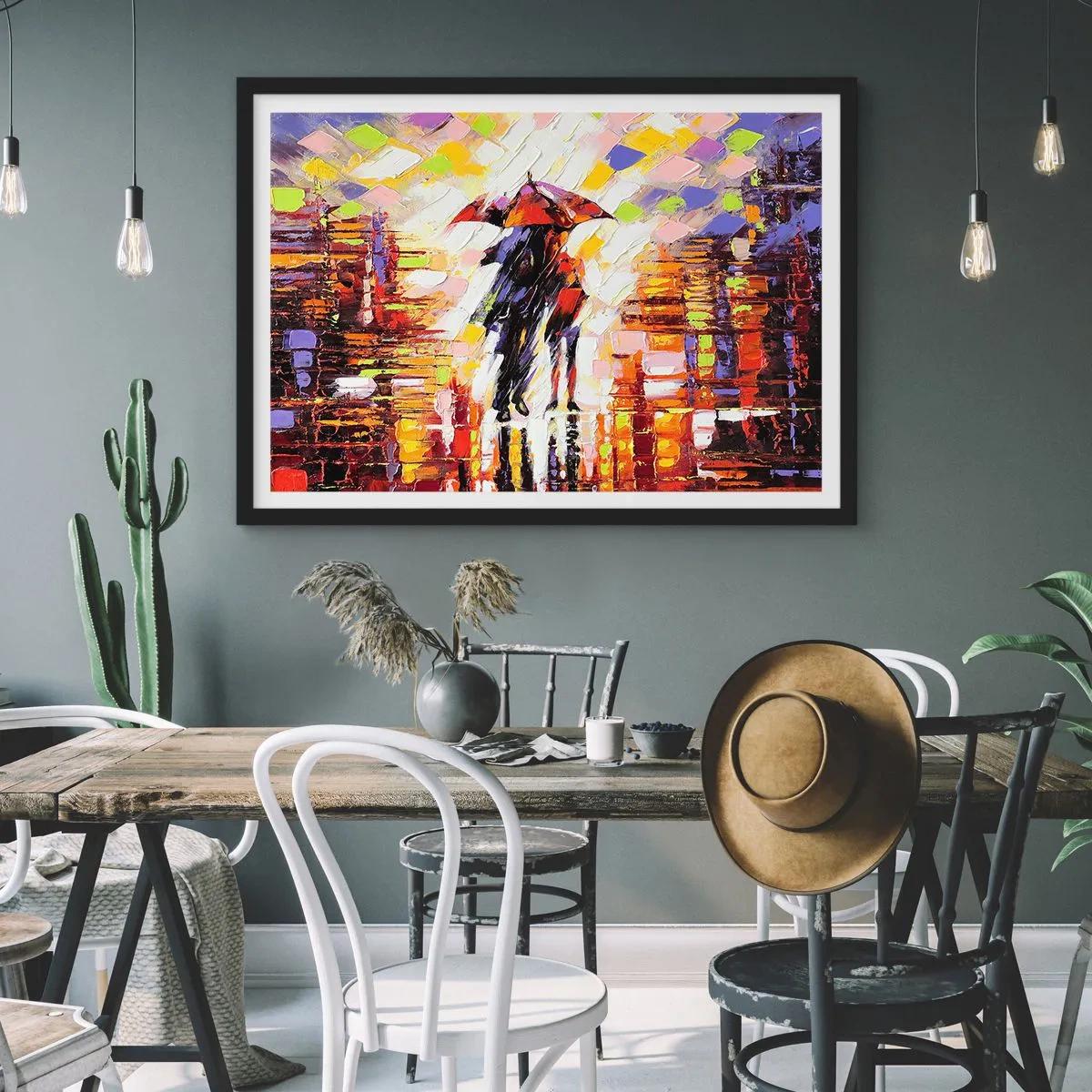 Poszter fehér keretben - Együtt az éjszakában és az esőben - 50x40 cm