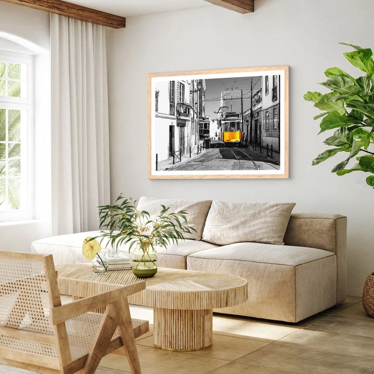 Poszter világos tölgy keretben - Lisszabon szelleme - 70x50 cm