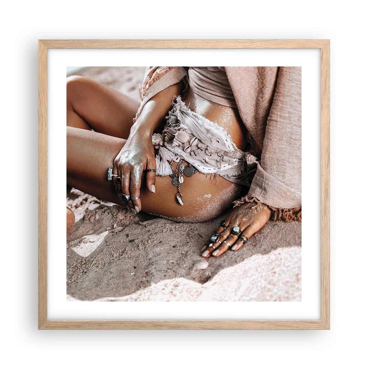 Poszter világos tölgy keretben - A hullámok vetettek partra? - 50x50 cm