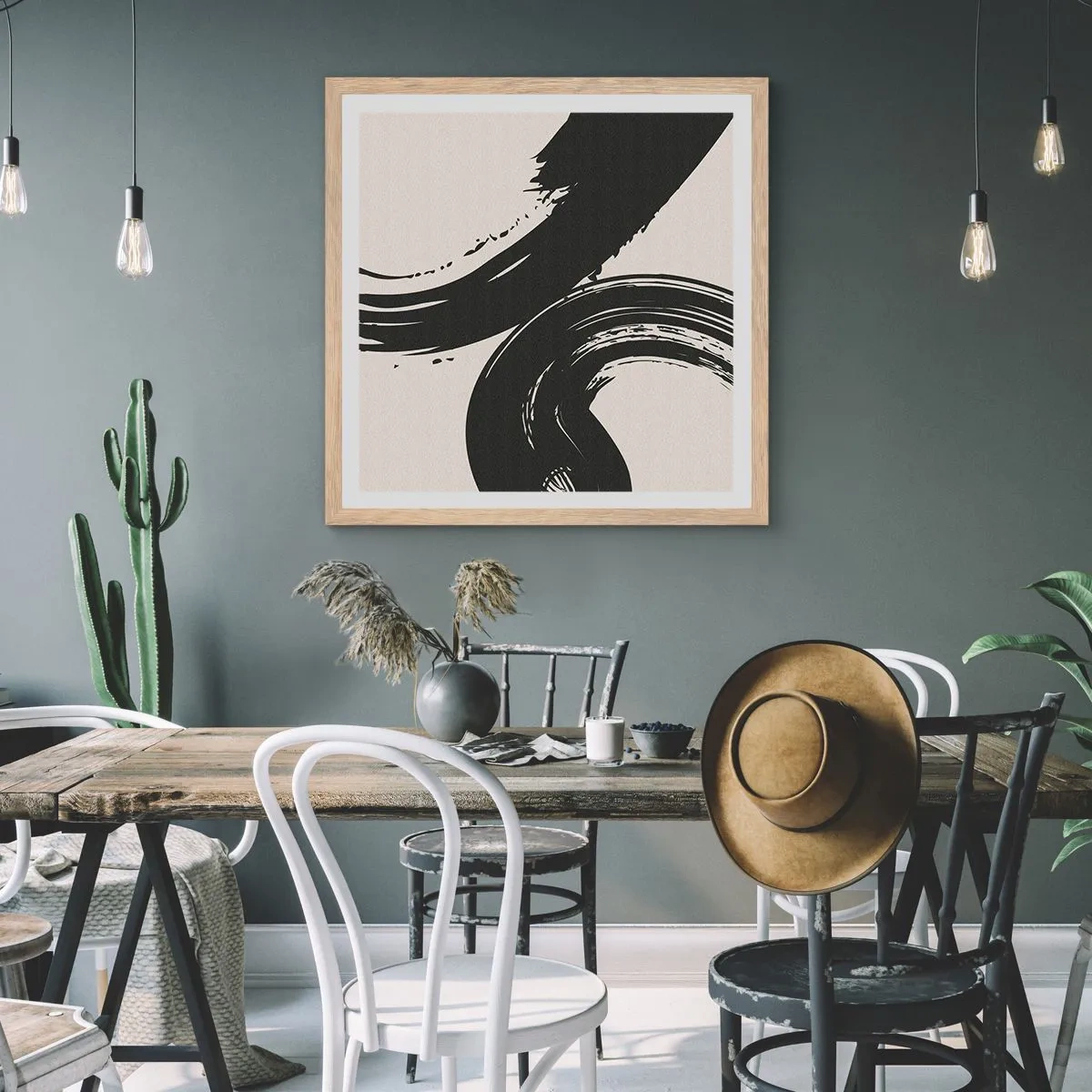 Poszter világos tölgy keretben - Söprő és körkörös - 30x30 cm