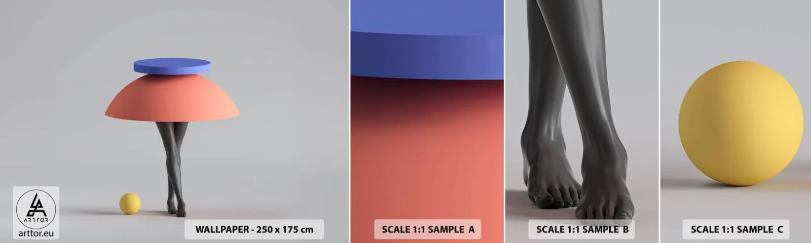 Fotótapéta Minta Standard Eco - Szürreális kompozíció - 3D, Lábak, Alakzatok - 100x30 cm