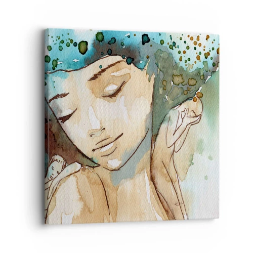 Vászonkép - Lady in blue - 30x30 cm