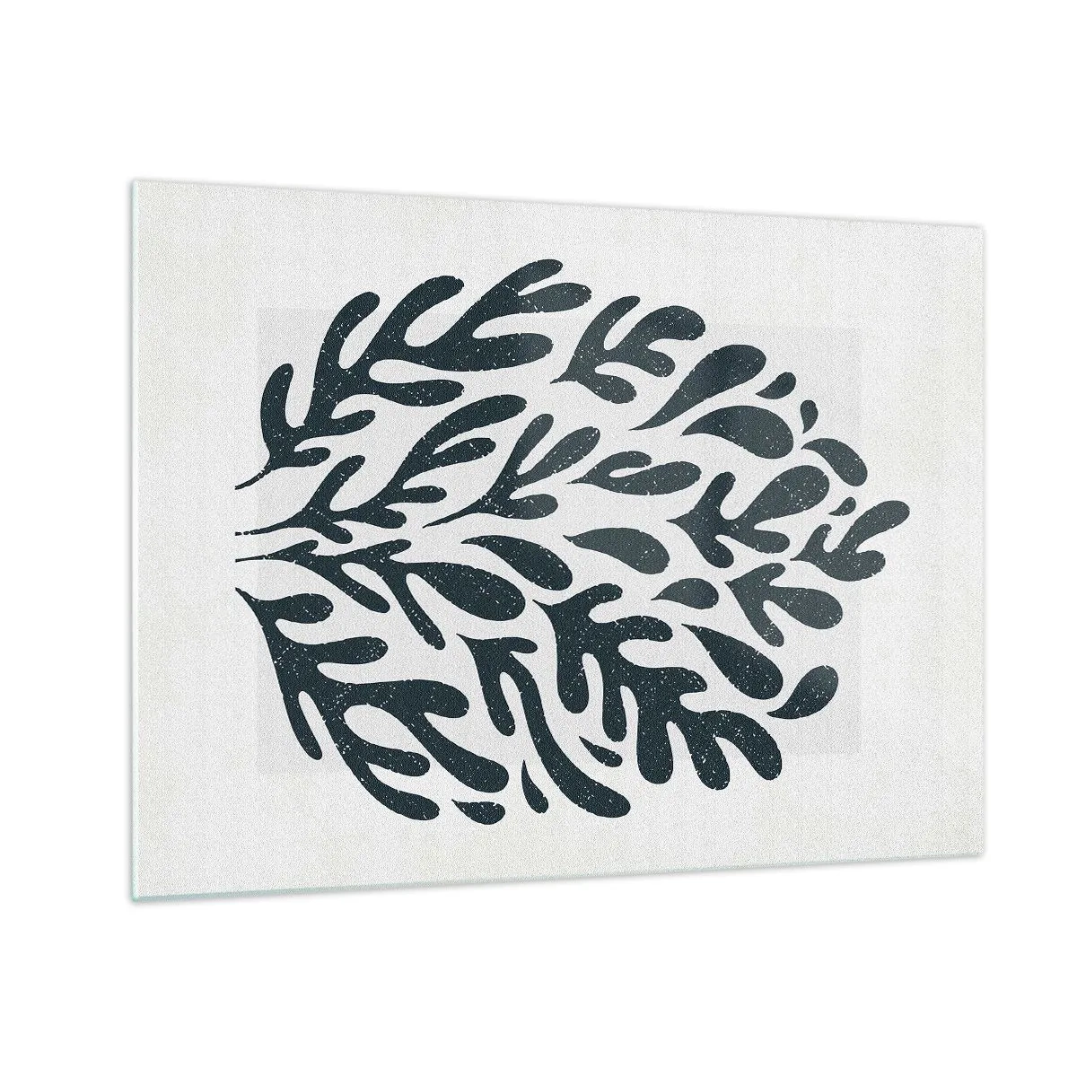 Üveg kép - Fekete szerves forma fehér alapon - 70x50cm - A természet formái - Modern fali dekoráció nappalihoz és hálószobához ARTTOR