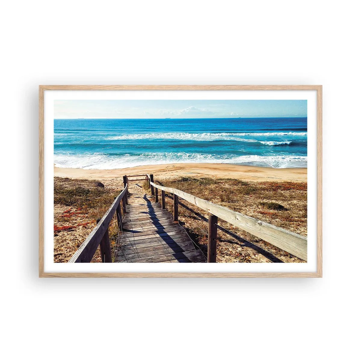 Poszter világos tölgy keretben - Fuss! - 91x61 cm