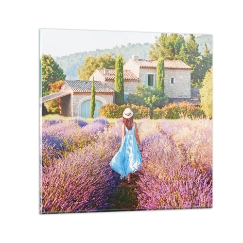 Üveg kép - Levendula lány - 60x60 cm