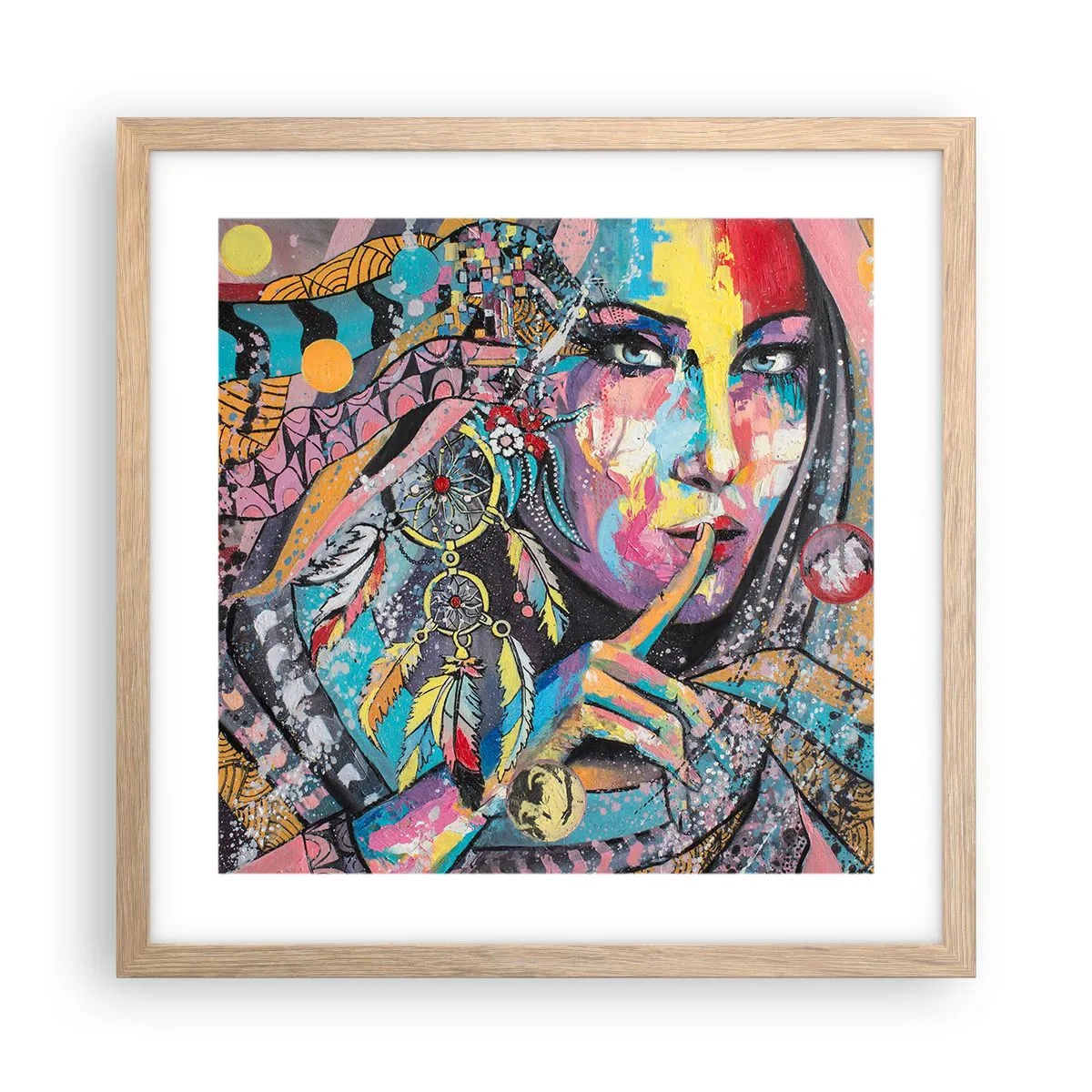 Poszter világos tölgy keretben - Maradj csendben, amíg meg nem érted - 40x40 cm