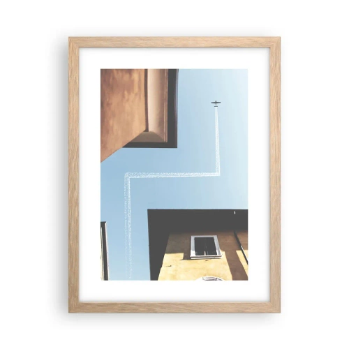 Poszter világos tölgy keretben - A városi labirintus felett - 30x40 cm