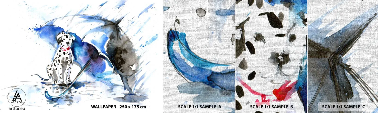 Fotótapéta Minta Premium Canvas - Erre való a barát - Absztrakció, Kutya, Eső - 100x30 cm