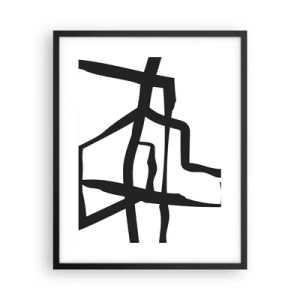 Poszter fehér keretben - Fekete-fehér konstrukció - 40x50 cm
