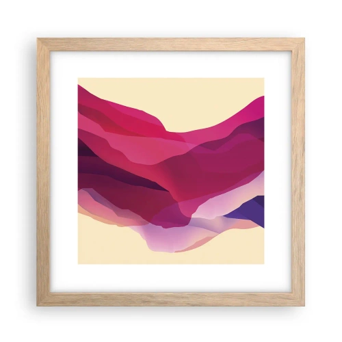 Poszter világos tölgy keretben - Bíbor hullámok - 30x30 cm