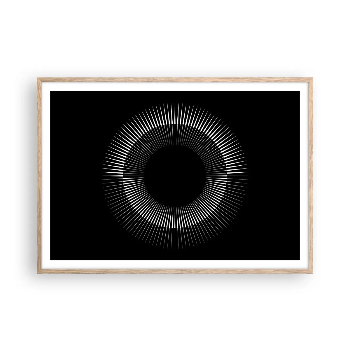 Poszter világos tölgy keretben - Fekete Nap - 100x70 cm