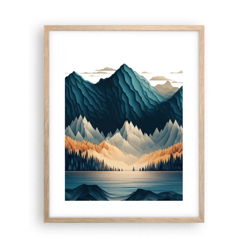Poszter világos tölgy keretben - Tökéletes hegyi táj - 40x50 cm