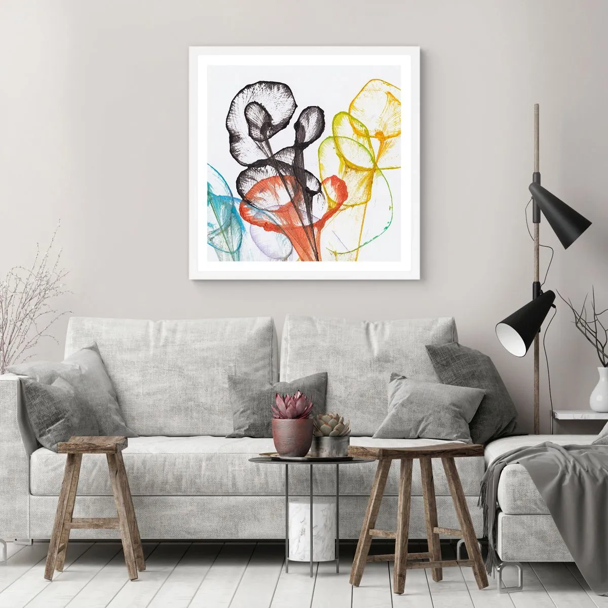 Poszter fekete keretben - Virágok lélekkel - 50x50 cm