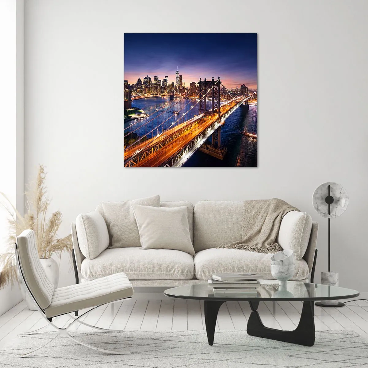 Üveg kép - Ragyogó híddal a város szívébe - 60x60 cm