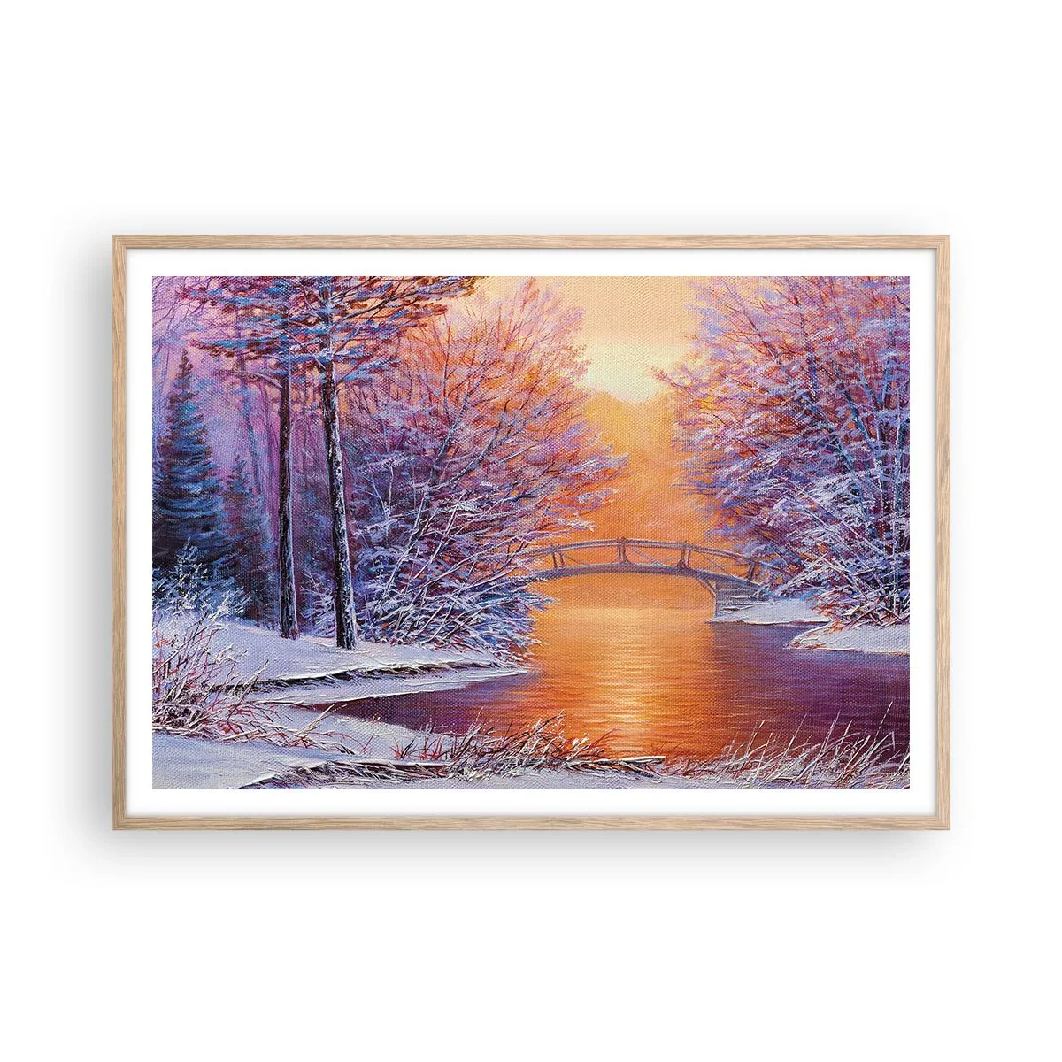 Poszter világos tölgy keretben - Találkozzunk itt - 100x70 cm