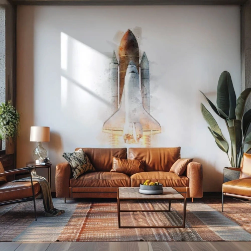 Fotótapéta Standard Eco - Felfedezők az elején - Egy űrrakéta, Világegyetem, Minimalizmus - 200x140 cm