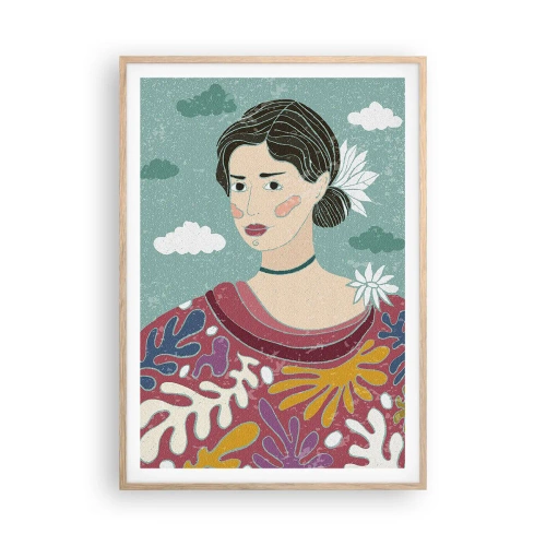 Poszter világos tölgy keretben - Melankóliával a tekintetedben - 70x100 cm