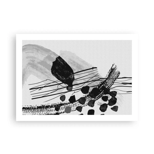 Poszter - Fekete-fehér organikus absztrakció - 70x50 cm