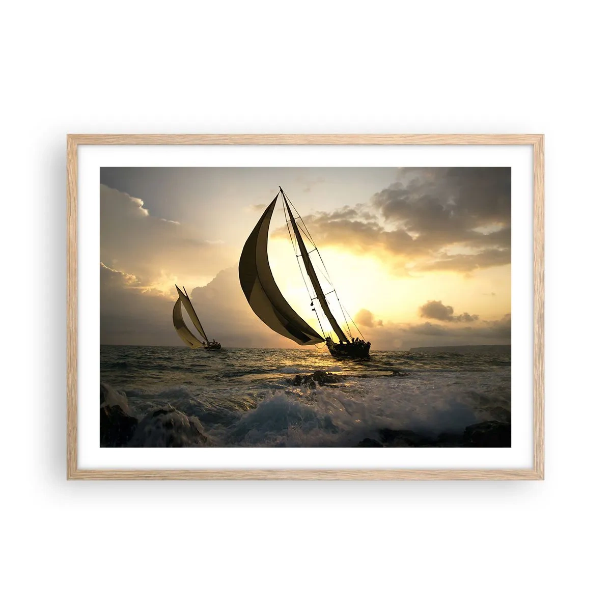 Poszter világos tölgy keretben - Széllel és széllel szemben - 70x50 cm