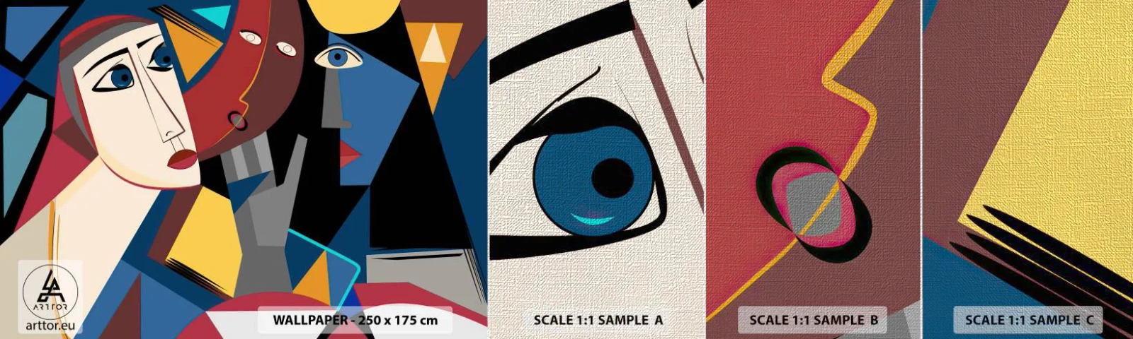 Fotótapéta Minta Premium Canvas - Kubisták beszélgetése - Emberek, Kubizmus, portré - 100x30 cm