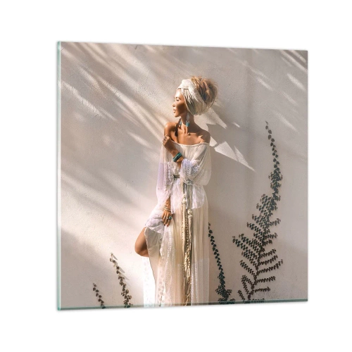 Üveg kép - A nap és a lány - 30x30 cm