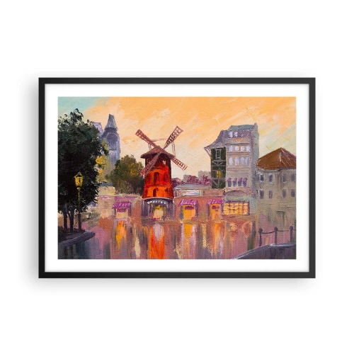 Poszter fehér keretben - Párizsi ikonok - Moulin Rouge - 70x50 cm