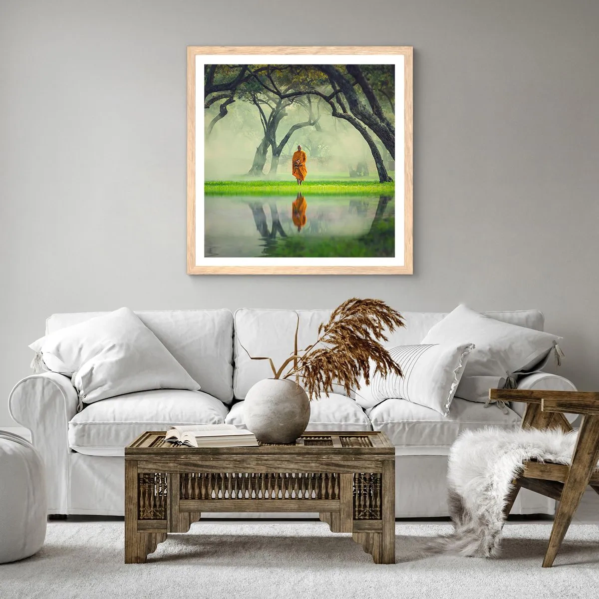 Poszter világos tölgy keretben - Útban a megvilágosodás felé - 40x40 cm