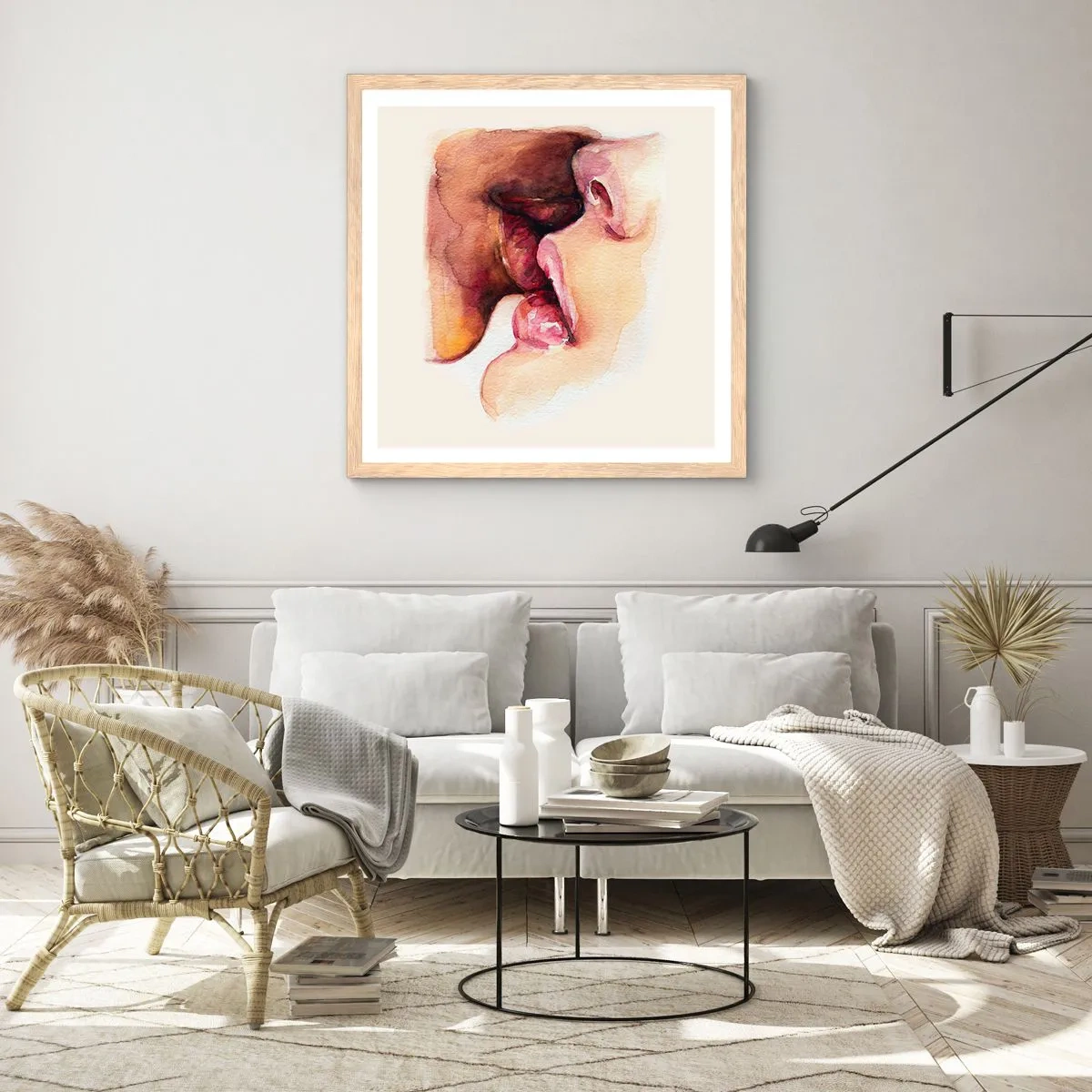 Poszter világos tölgy keretben - Mint éjszaka és nap, föld és ég - 50x50 cm