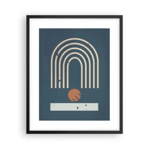 Poszter fehér keretben - Geometria sötétkék háttéren - 40x50 cm