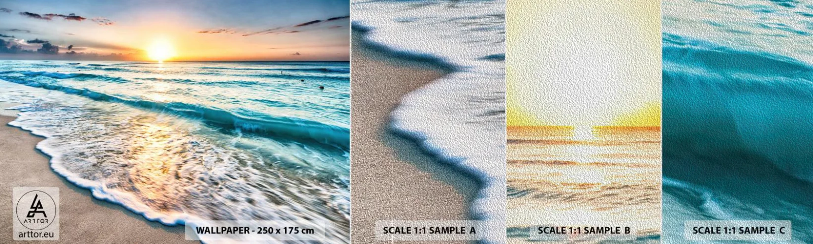 Fotótapéta Minta Premium Sand - Érdemes megnézni - Tájkép, Strand, Napnyugta - 100x30 cm