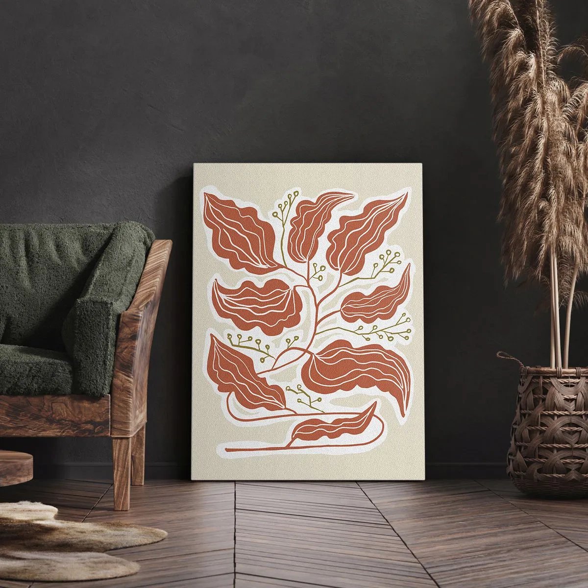 Vászonkép - Népi és korall - 50x70 cm