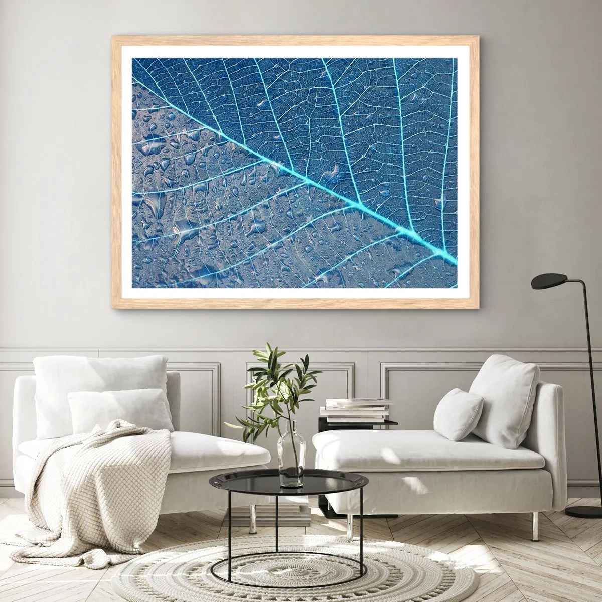 Poszter világos tölgy keretben - Az élet kékben - 91x61 cm