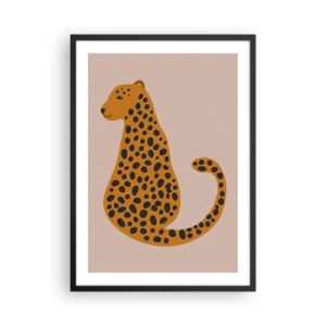 Poszter fehér keretben - Minimalista gepárd bézs alapon - 50x70cm - A párducminta  divatos - Modern fali dekoráció nappalihoz és hálószobához ARTTOR