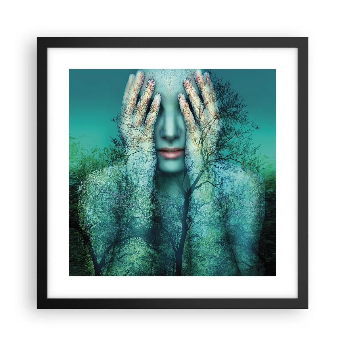 Poszter fehér keretben - Kékbe merítve - 40x40 cm