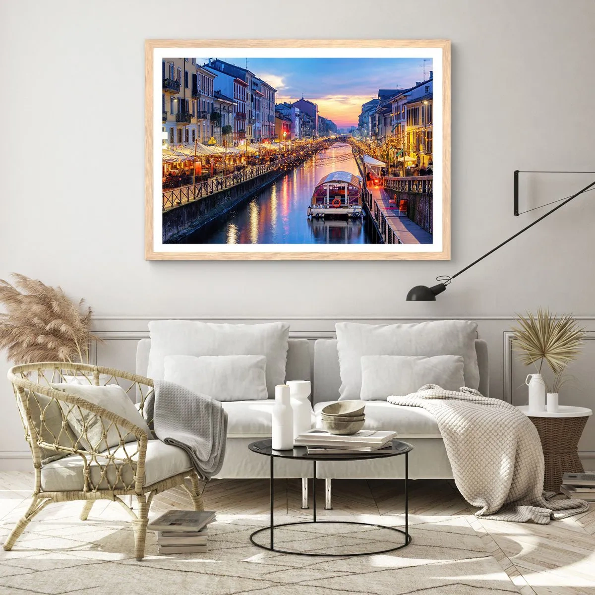 Poszter világos tölgy keretben - Fény és öröm estéje - 50x40 cm