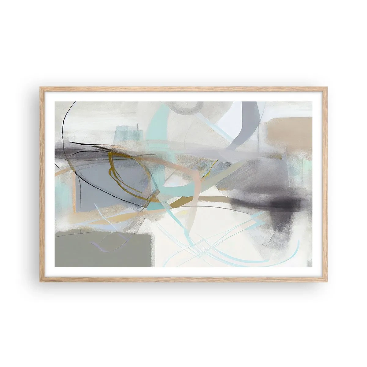 Poszter világos tölgy keretben - Ködös absztrakció - 91x61 cm