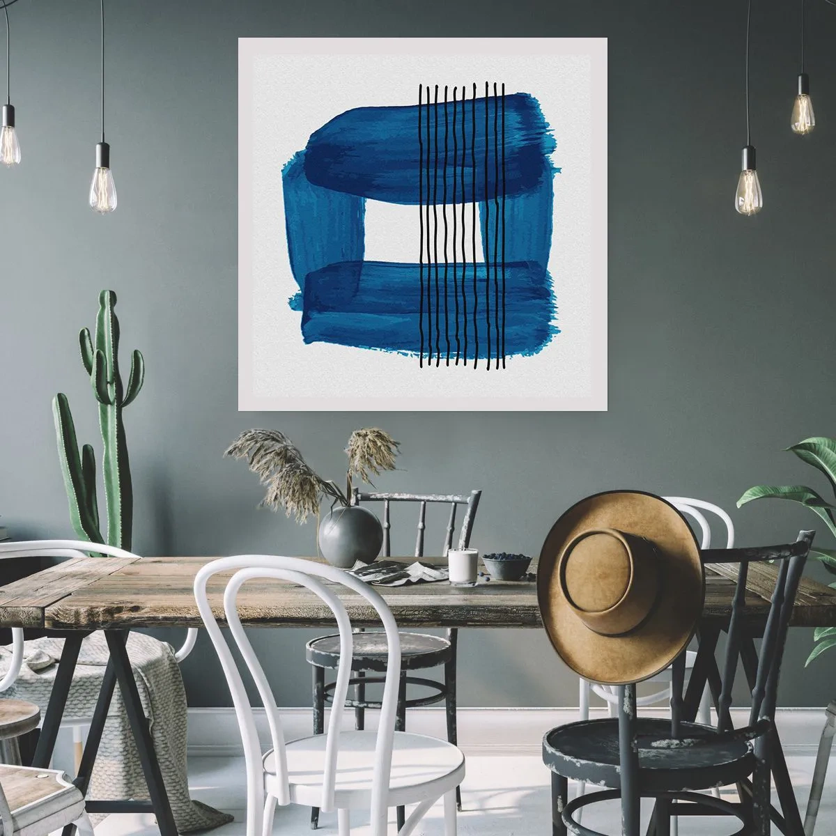 Poszter - Kékes-fekete - 40x40 cm