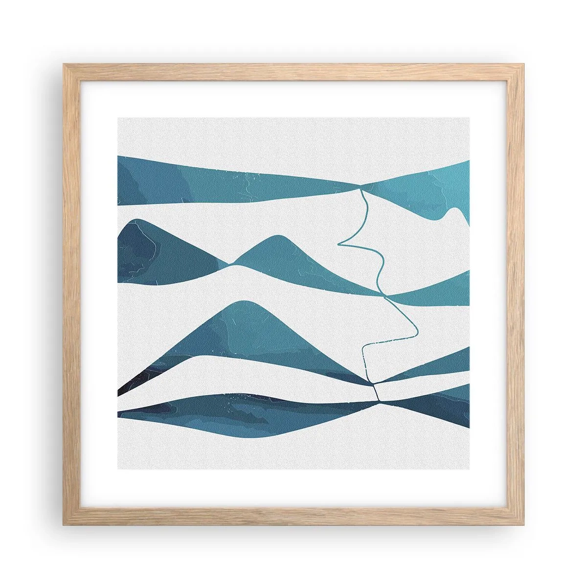 Poszter világos tölgy keretben - Absztrakció: egy türkizkék összetétel - 40x40 cm