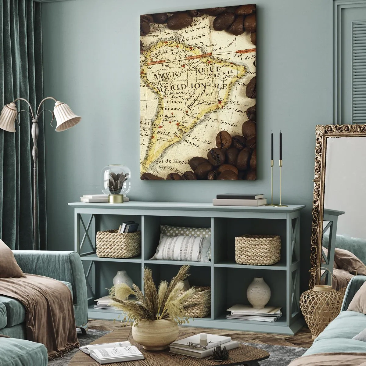 Vászonkép - Honnan származik a legjobb kávé? - 45x80 cm