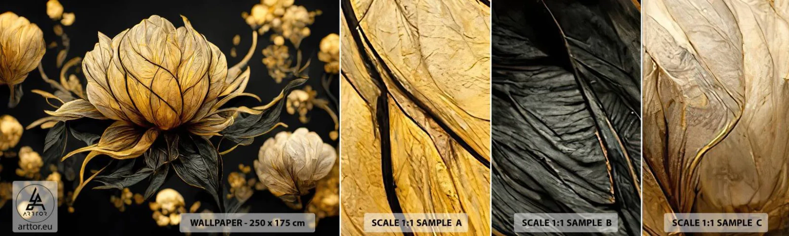 Fotótapéta Minta Standard Eco - Finom törékenység - Virág, Art Deco, Fényesség - 100x30 cm