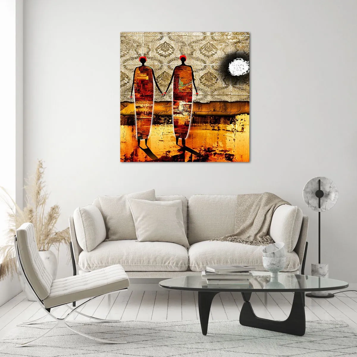 Üveg kép - Etnikai összetétel Afrika színeiben - 50x50 cm