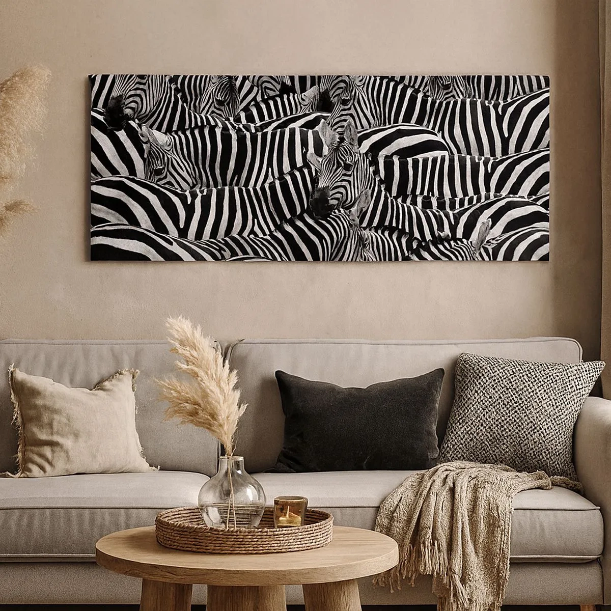 Vászonkép - Csoportos, csíkos portré - 100x40 cm