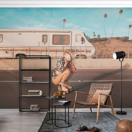 Fotótapéta Standard Eco - Mosolyt kérek! - Tájkép, Táborozó, Nő - 500x350 cm