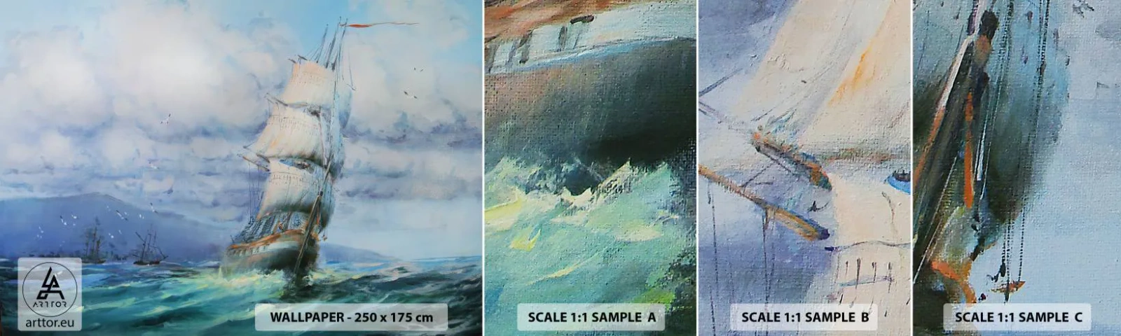 Fotótapéta Minta Öntapadós Deluxe Sticker - Segítő szeleket kívánunk - Vitorlás hajó, Tenger, vitorlázás - 100x30 cm